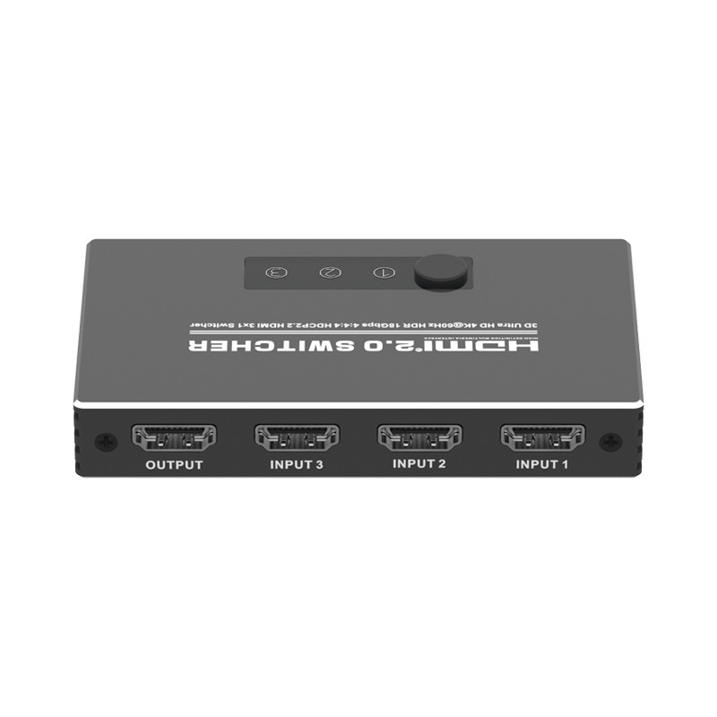 High quality 3*1 hdmi 2.1 switch Gray high speed 8k 60hz hdmi switch Metal case hdmi 2.0 switch 3 in 1 out