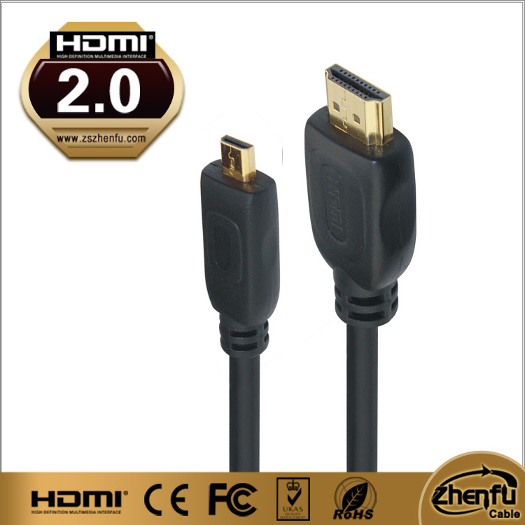 High Speed 2.0 Hdmi Cable oem 24k gold plated micro hdmi adapter Type D to Type A Micro HDMI Cable 4k 60Hz for hdtv