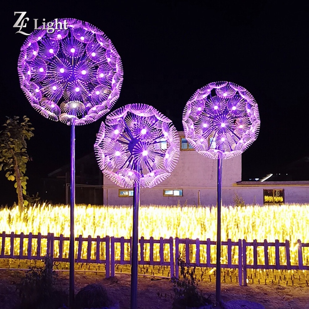 Outdoor Landscape Optical Fiber Large Dandelion Light White Rgbw Led Dandelion Lights For Fiber Optic Flower Lights