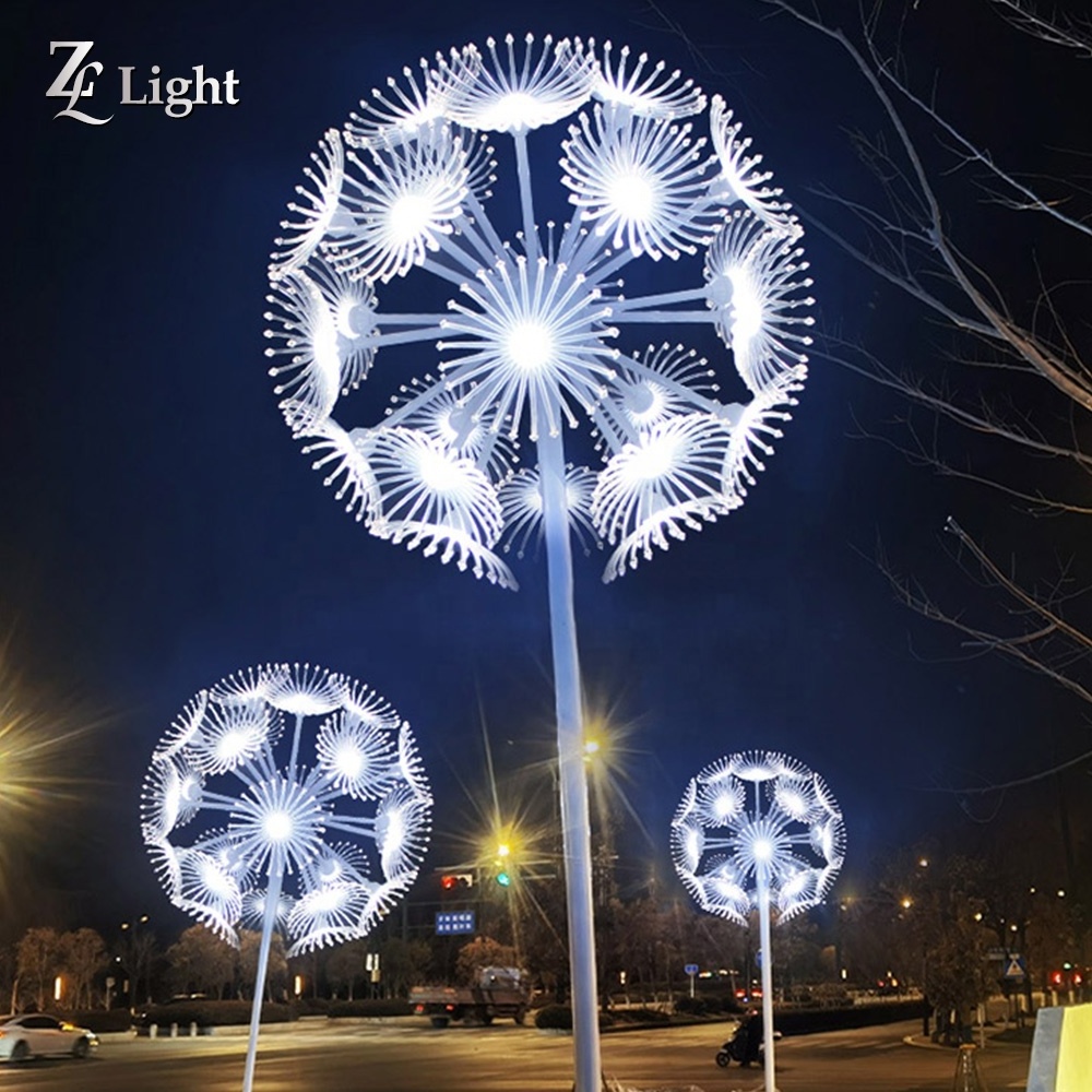 Outdoor Landscape Optical Fiber Large Dandelion Light White Rgbw Led Dandelion Lights For Fiber Optic Flower Lights