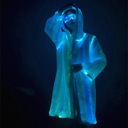 LED Fiber Optic Fabric Dresses Glow In The Dark Clothing / Glow Party Vest