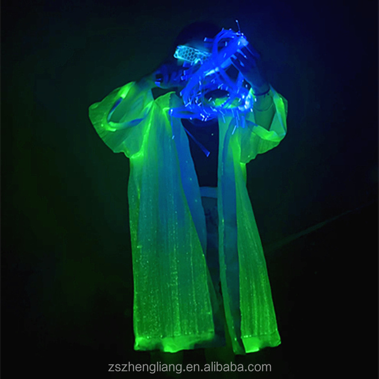 LED Fiber Optic Fabric Dresses Glow In The Dark Clothing / Glow Party Vest