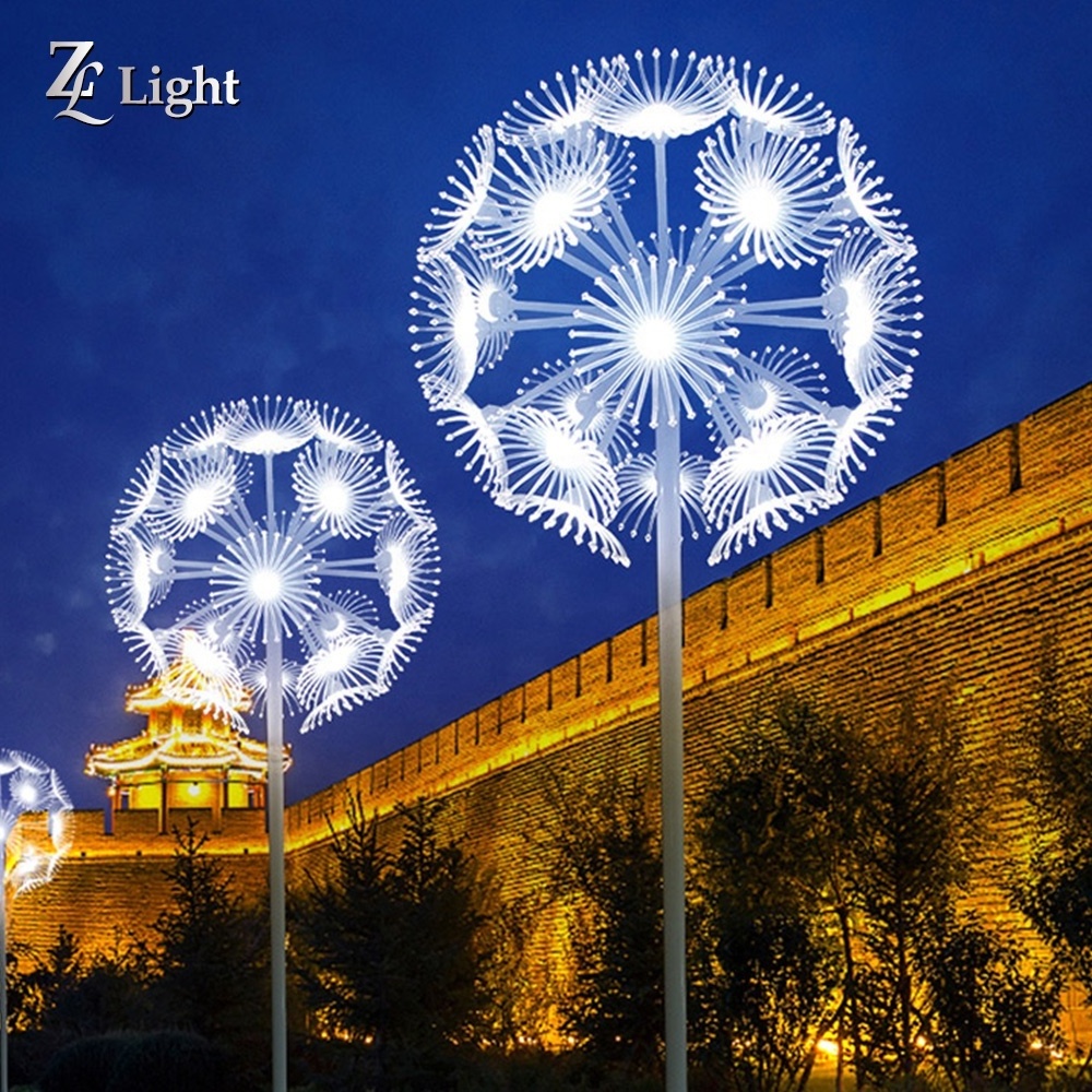 Outdoor Landscape Optical Fiber Large Dandelion Light White Rgbw Led Dandelion Lights For Fiber Optic Flower Lights