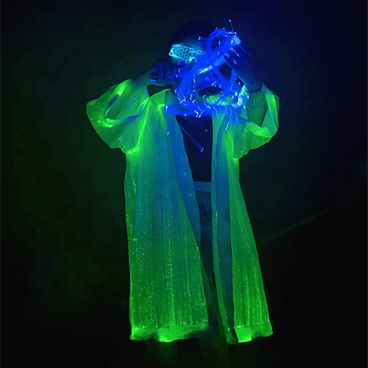 Newest Fiber Optic Clothes Racing Party Dresses Li Led Luminous Fiber Optics Clothing Fabric