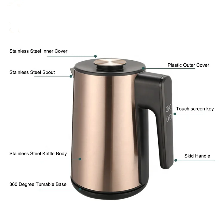 Electric kettle 1.5L stainless steel intelligent LED temperature display touch screen