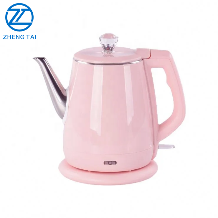 Electric kettle 1.2L, pink crystal lid for dry protection and anti scalding electric kettle