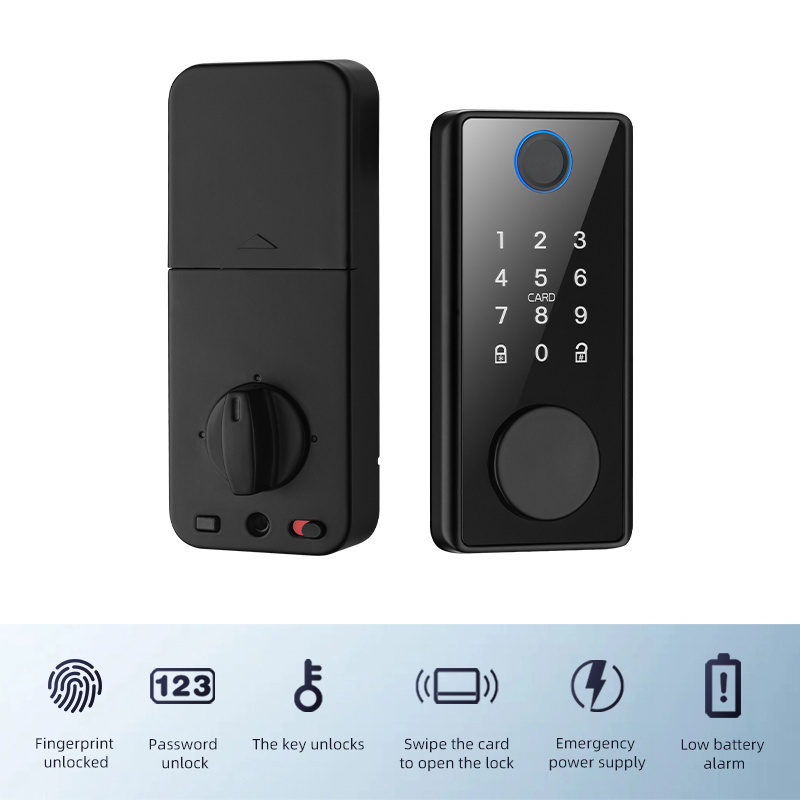 2023 High Quality Deadbolt Lock Black Zinc Alloy Door Fingerprint Smart Door Locks for Wooden Doors