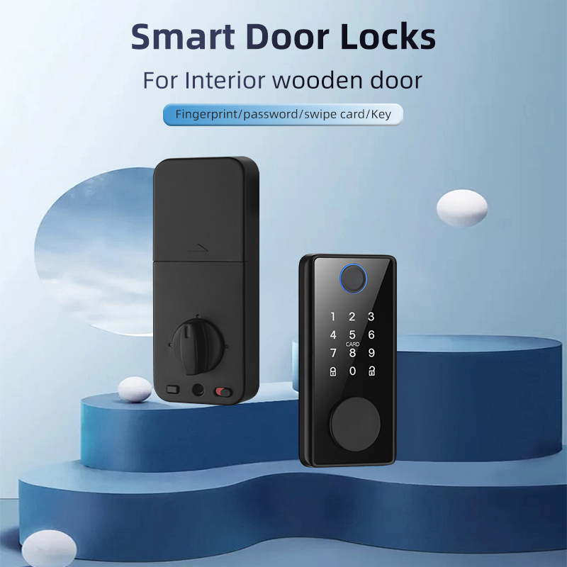 2023 High Quality Deadbolt Lock Black Zinc Alloy Door Fingerprint Smart Door Locks for Wooden Doors