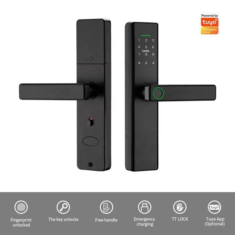 Waterproof Outdoor High Security Electric Digital Fingerprint Smart Door Lock With Tuya APP TTLOCK BLE Wifi Mobile Lock