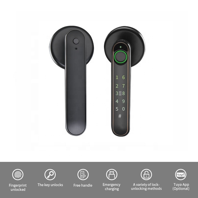 Smart Door Knob Bluetooth Keyless Entry, Fingerprint Door Lock for Bedroom - App, Card, Password, Key, and Fingerprint Unlock