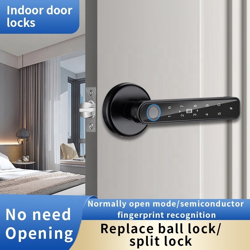 Automatic Deadbolt Ttlock App Card Keypad Smart Door Lock Tuya Hardware Key Fingerprint Biometric Wifi BLE Home 35mm-55mm CN;GUA