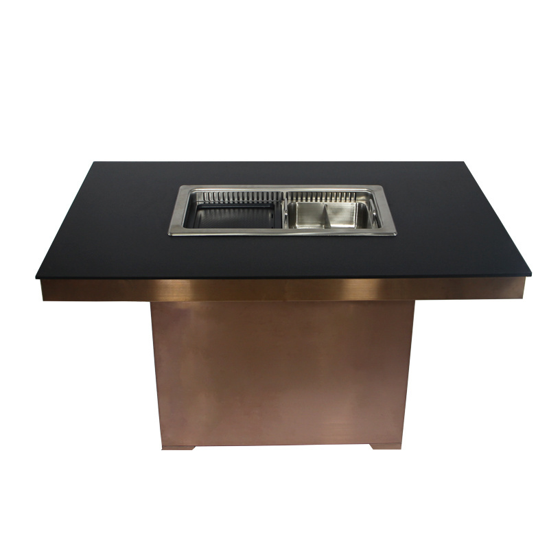 Hot selling restaurant South Korea Bbq Grill table smokeless hotpot table