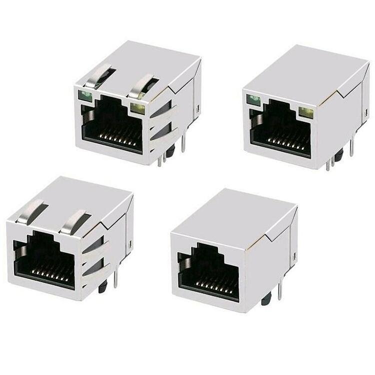 Ethernet LED RJ 45 Metal Shielded Module Cat5e Cat6 Cat7 PCB 8P8C Modular Jack Connecteur cat 7 RJ45 Socket Female Connector