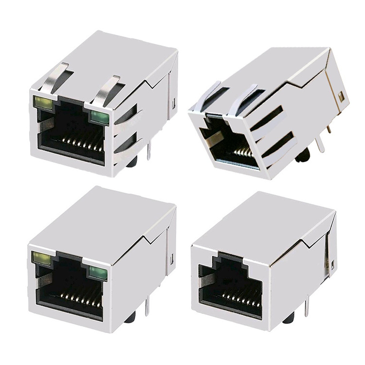 Ethernet LED RJ 45 Metal Shielded Module Cat5e Cat6 Cat7 PCB 8P8C Modular Jack Connecteur cat 7 RJ45 Socket Female Connector