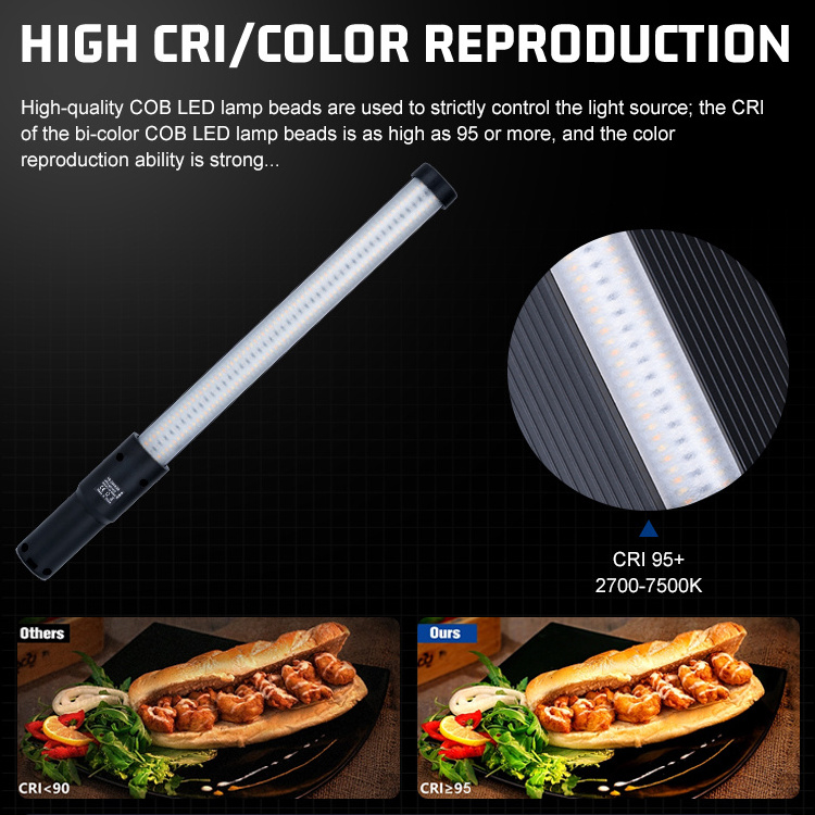 ZSYB New Handheld Rgb Led Video Light Photo Studio Accessories 360 Degree Full Colorful Selfie Stick Light