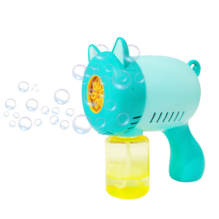 Hot selling outdoor bubble blowing toys 6 hole electric automatic bubble gun no side leakage blower toy for kid