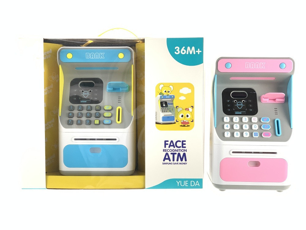 Electronic Piggy Bank Simulated Face Recognition Atm Machine Toy Small Atm Automatic Roll Money Save Piggy Bank