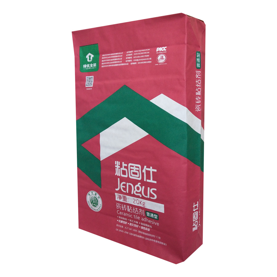 tile adhesive cement package empty kraft paper bag for 20kg