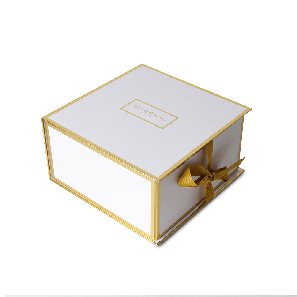 Wholesale Custom Yellow Paper Foldable Magnetic Cardboard Packaging Gift Box With Ribbon Handle