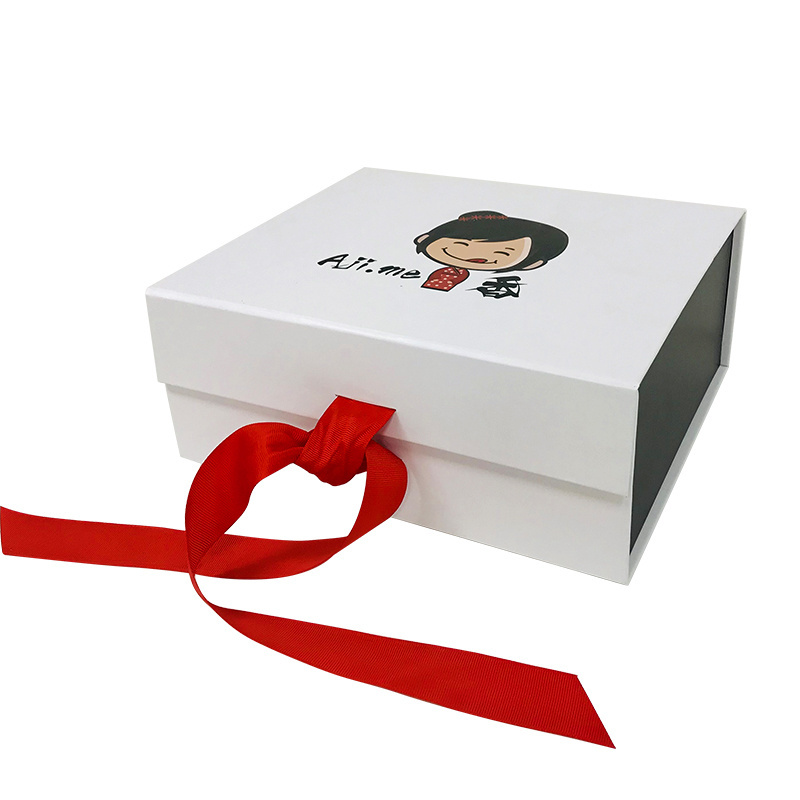 Big Shape Flower Snack Custom Chocolate Strawberry Ribbon Book Folding Gift White Packaging Box