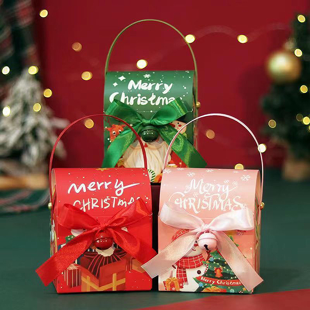 Manufacturer Luxury Christmas Special Type Candy Cardboard Gift Box With Handle Packaging Bag