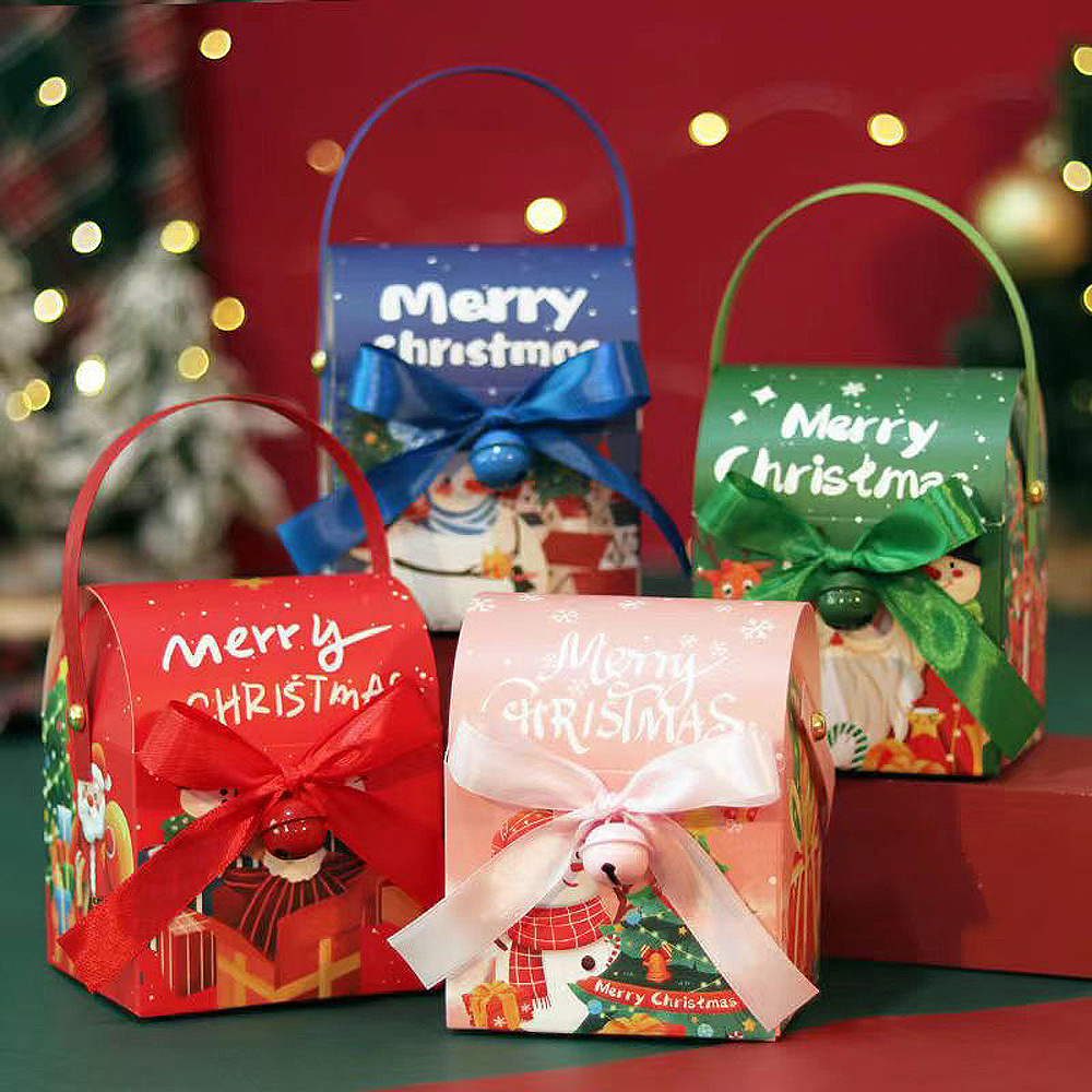 Manufacturer Luxury Christmas Special Type Candy Cardboard Gift Box With Handle Packaging Bag