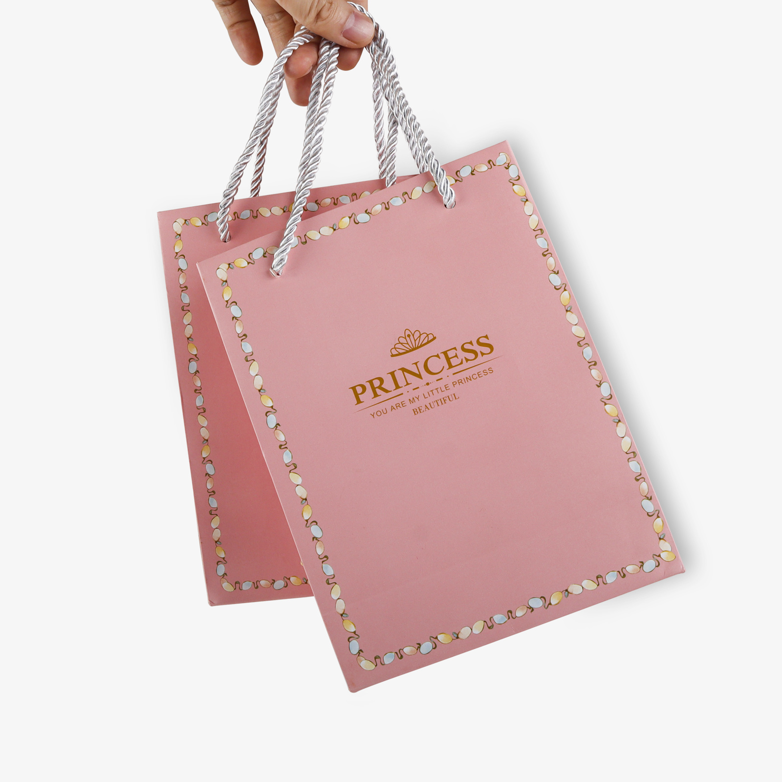 Customized Gift Jewelry Paper Luxury Logo Victoria Secret Paper Shopping Bag With Ribbon Handle