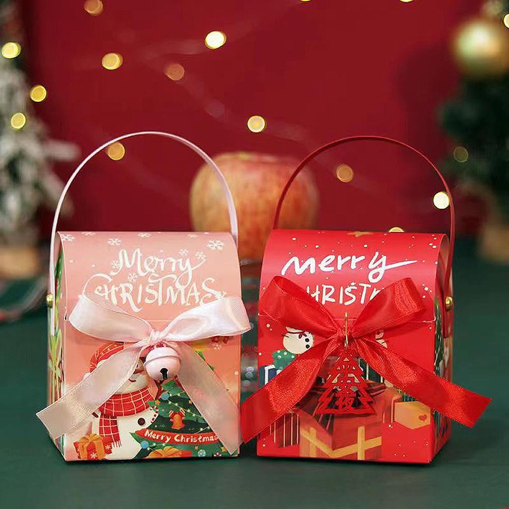 Manufacturer Luxury Christmas Special Type Candy Cardboard Gift Box With Handle Packaging Bag