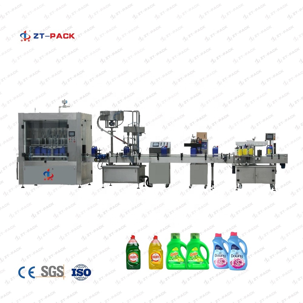 Detergent Liquid Soap Filling Machine for botte type laundry hand washer dishwasher sanitizer gel packaging line capping label