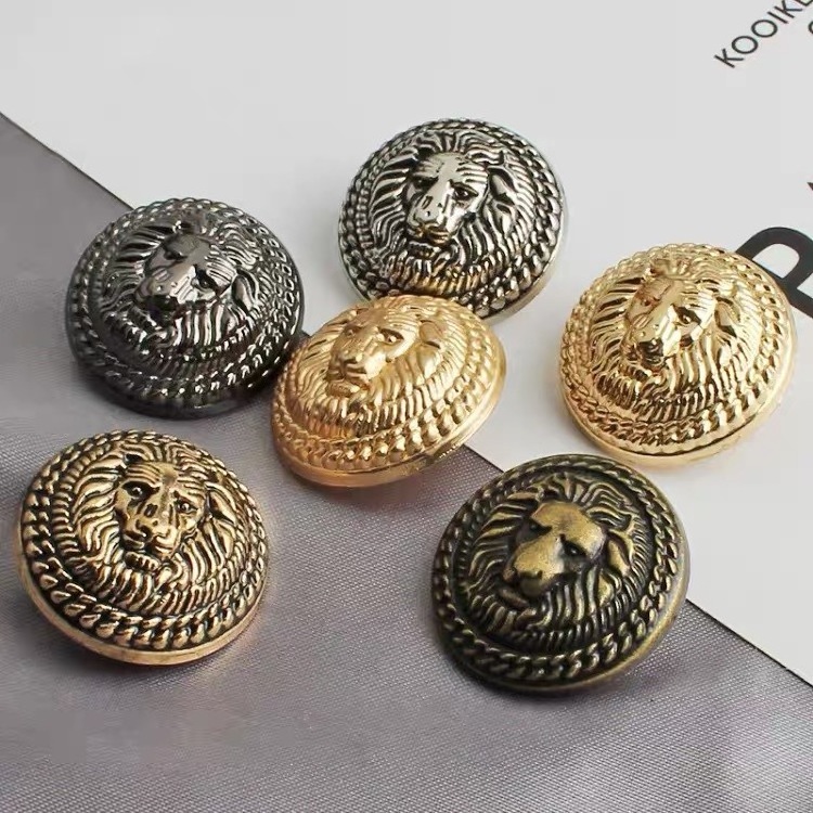 Best Selling Gold Metal Shank Bronze Lion Head Buttons For Blazers Clothes