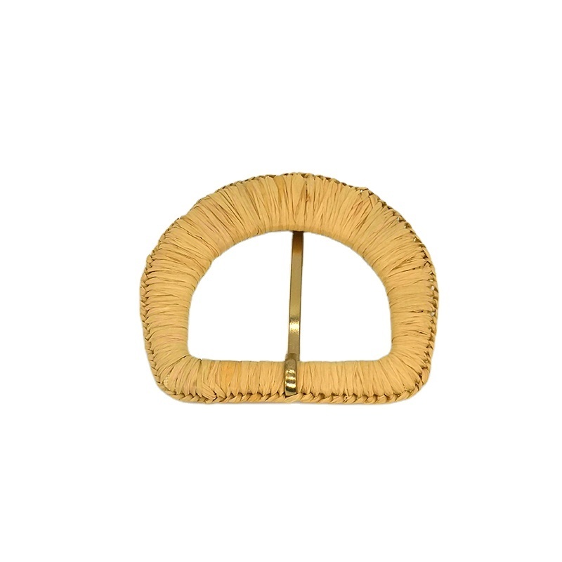 Fashion style light gold Custom D shape adjusting bag metal buckle with colors available raffia for clothing