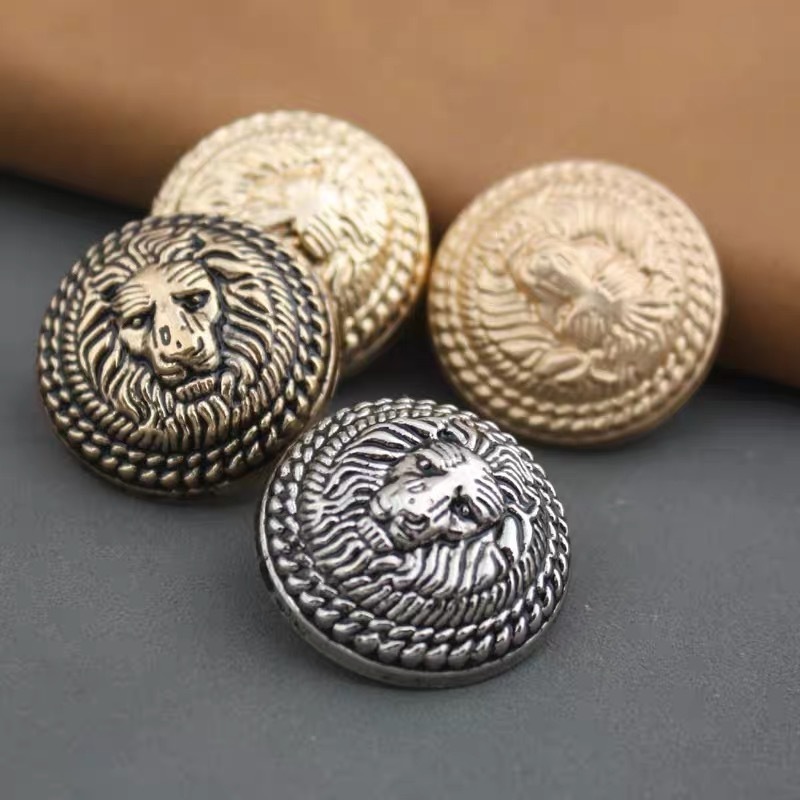 Best Selling Gold Metal Shank Bronze Lion Head Buttons For Blazers Clothes