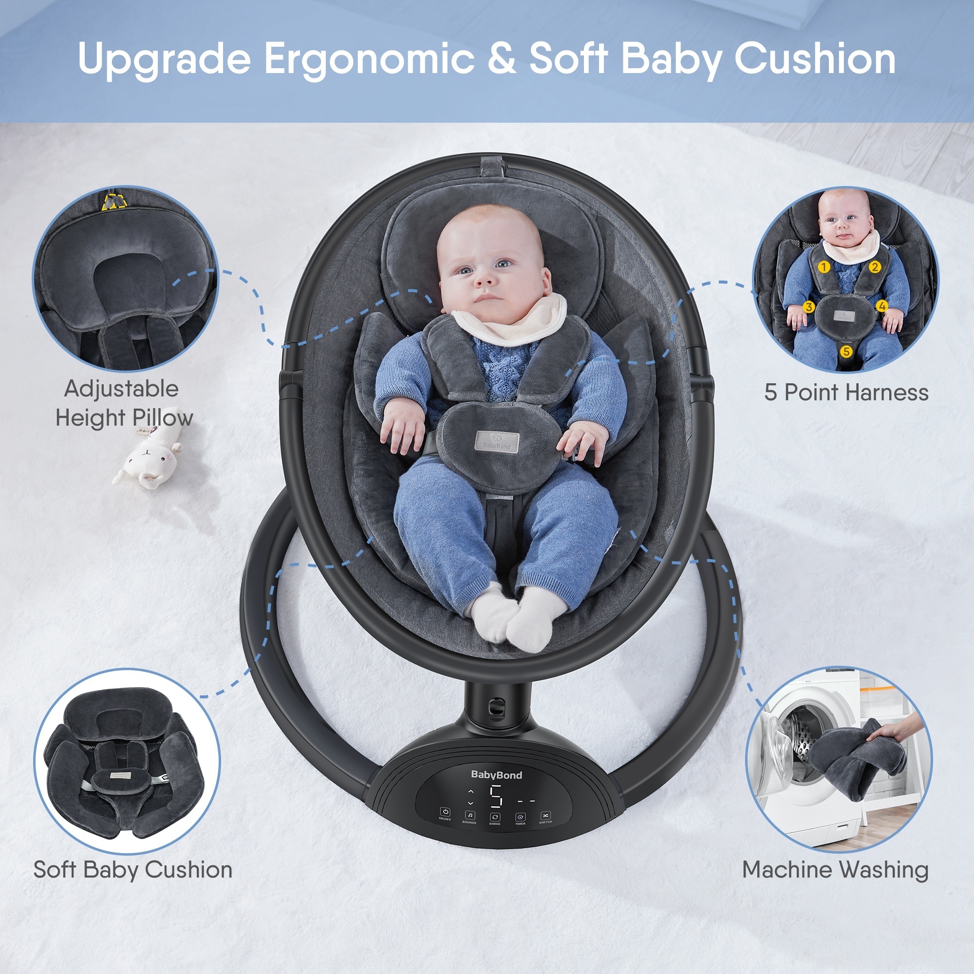 ready to ship Factory direct sales of electric baby swing new born baby chair & baby bouncer & electric baby sleeping chair