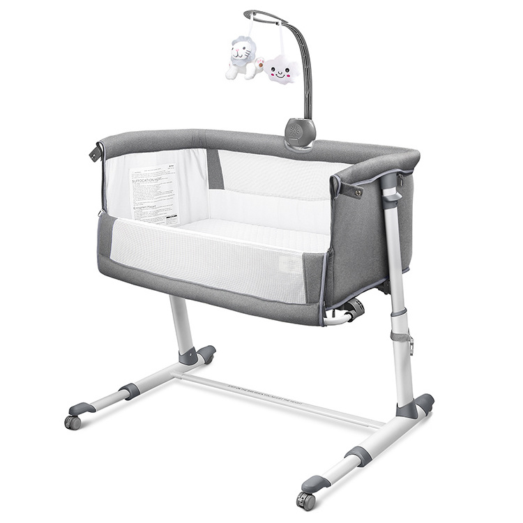 Bassinet for Baby, Newborn Bedside Bassinets with Wheel, Infant & Toddler Beds with Crib Mobile