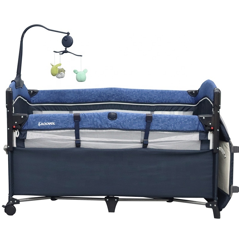 2023 Cheap Easy Carrying baby Crib, Modern Adult Size portable playard plastic Baby Cot Set Adjustable Travel Bedding Crib