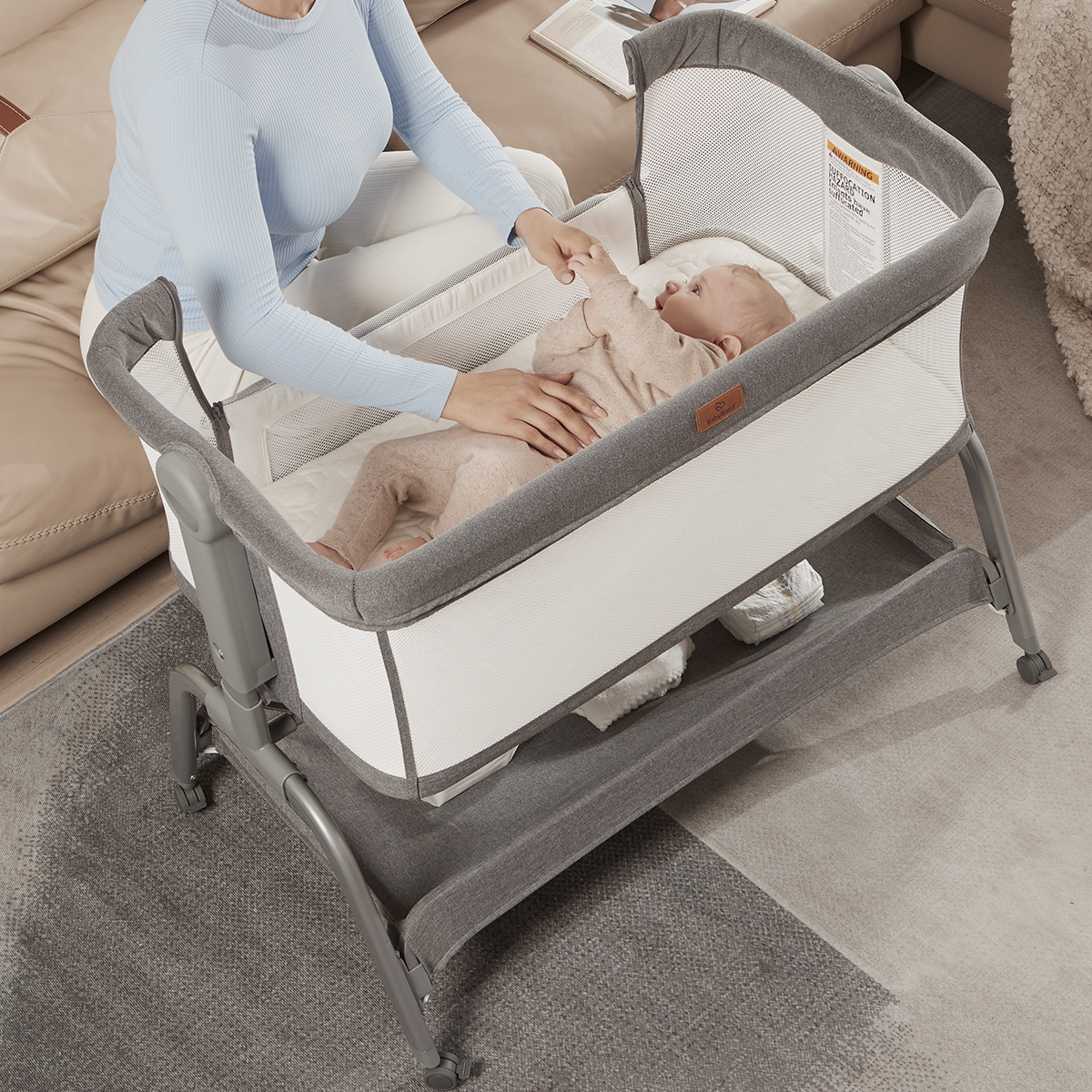 Bassinet Bedside Sleeper, 3 in 1 Folding Crib swing bed 2023 Cradle Folding newborn Cradle Sleeper Multi-functional crib