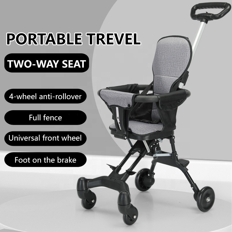 2024 New portable baby bidirectional stroller Foldable and lightweight station strollers, walkers & carriers pet stroller