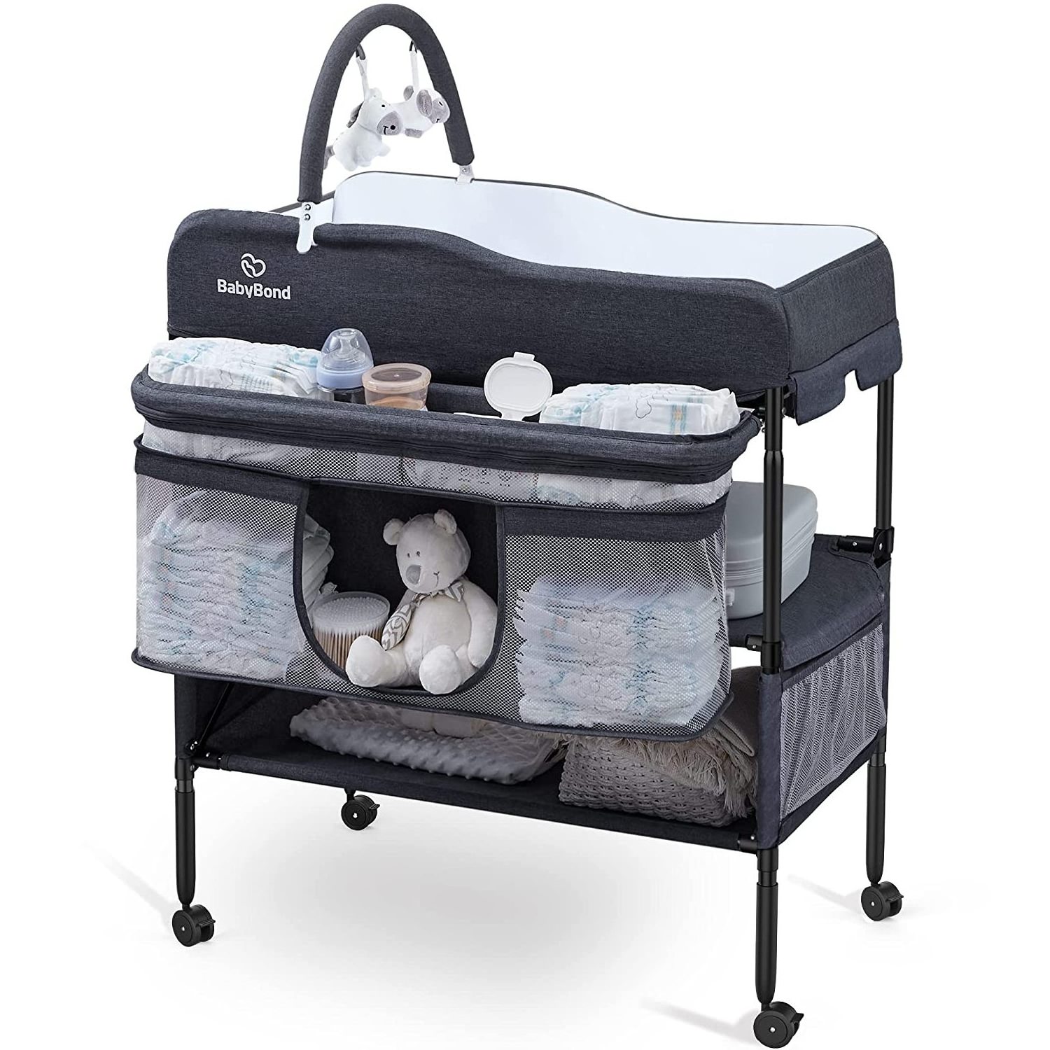 2023 New Design baby changing table children diaper care portable foldable care desk with hanging bag and baby diaper change tab