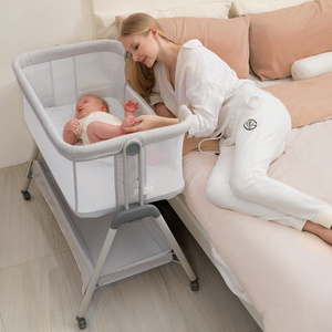 In stock baby sleeping crib rocking cradles bedside beds Easy Folding Bedside Crib with 100% Breathable  Co-Sleeping for Newborn