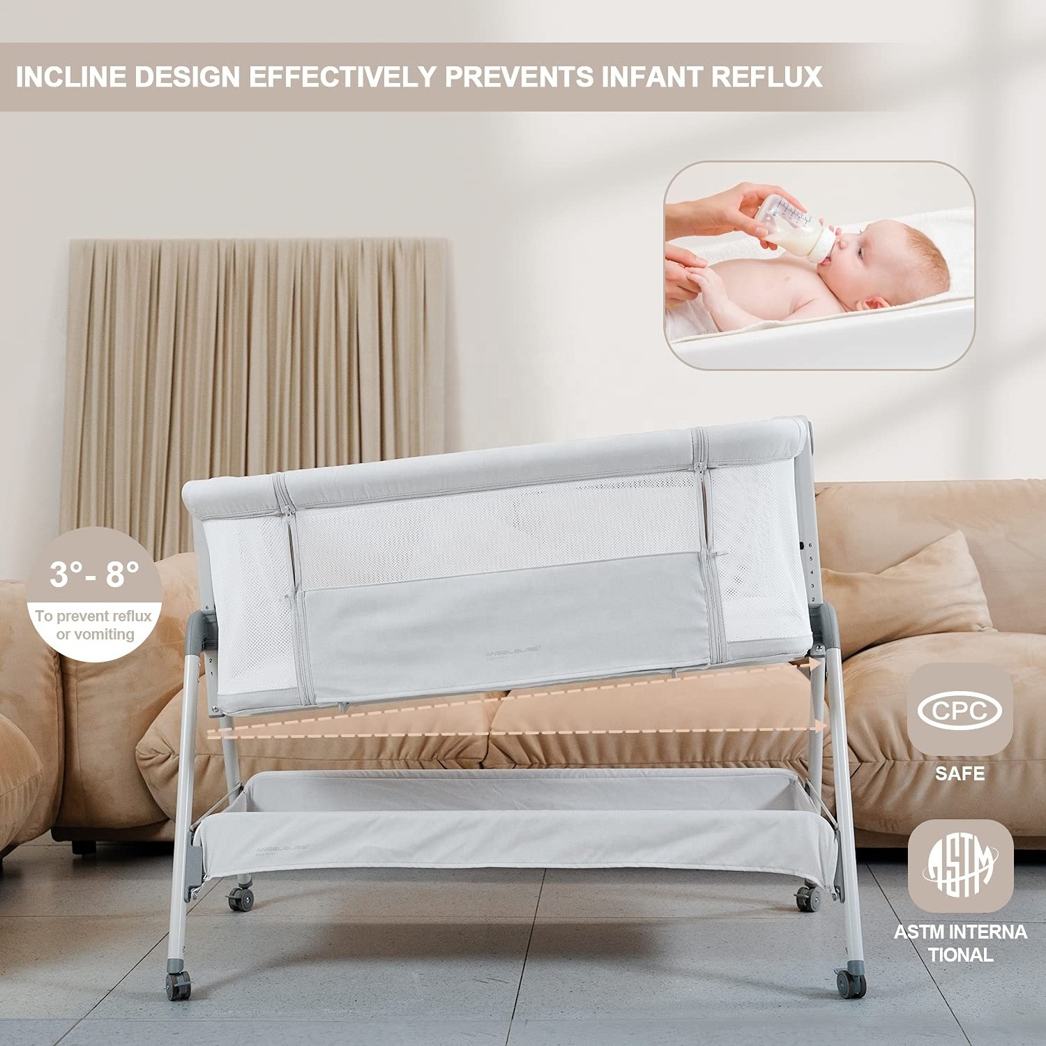 In stock baby sleeping crib rocking cradles bedside beds Easy Folding Bedside Crib with 100% Breathable  Co-Sleeping for Newborn