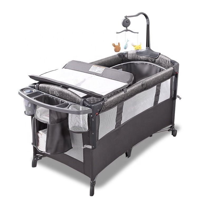 2024 Instock hot sale cheap adjustable tourist bed movable portable baby multi-function crib, suitable for 0-6 years old infants