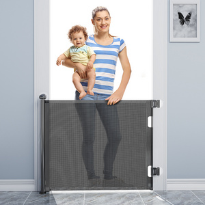 2023 new retractable mesh dog gate and acrylic  baby safety gate pet gate  Extra Wide55 X 33 Tall for doorways stairway hallways