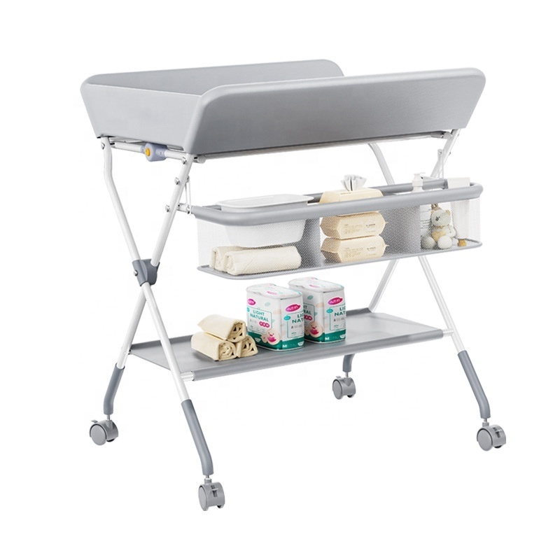 hot sell changing station Baby Portable Folding Diaper Changing Station with Wheels Mobile Nursery Organizer with Safety Belt