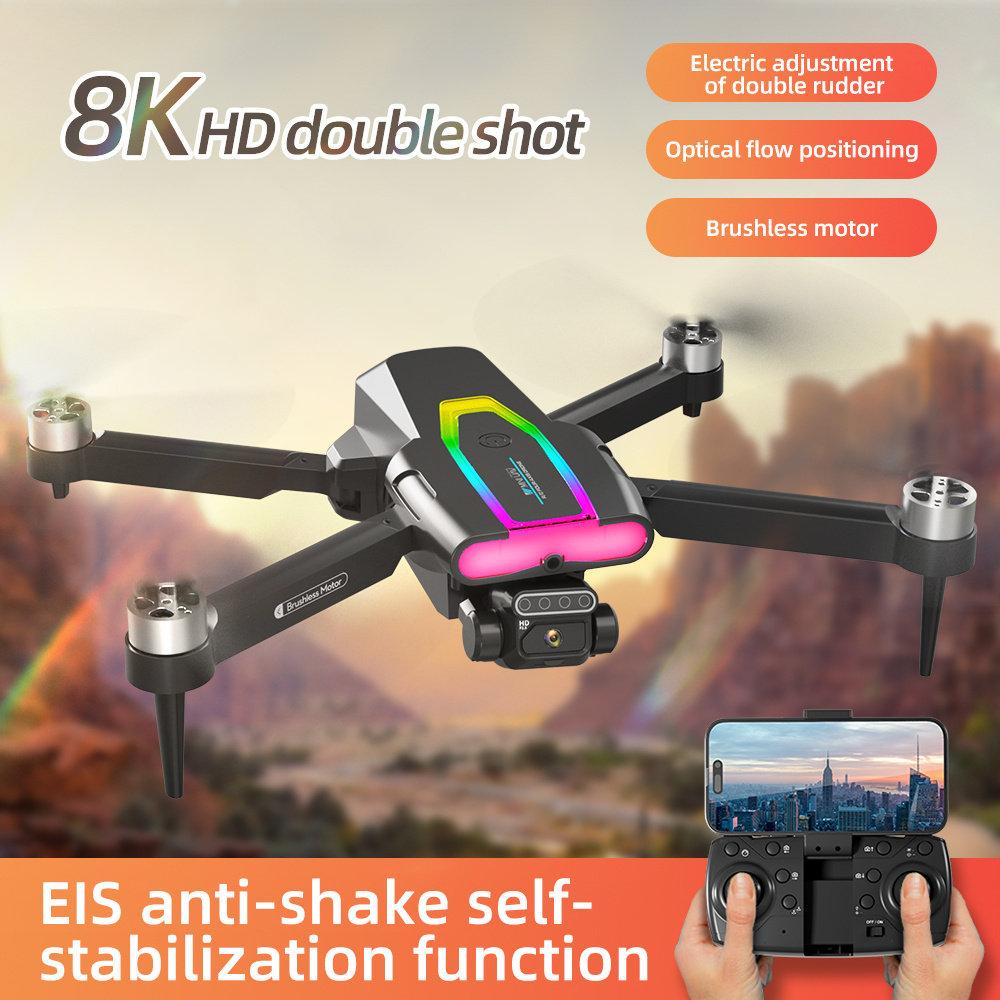 F199 Color LED Flight 10 Minutes Battery Life 4K HD Dual Camera Lens Switching Broader Vision Light Remote Control F199 Drone