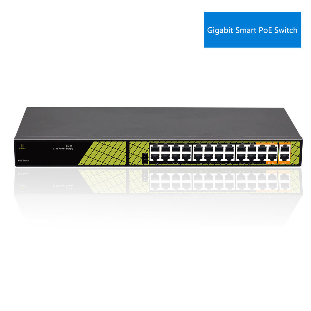 48V PoE switch 802.3af/at 24 ports cctv poe switch power configuration for video surveillance