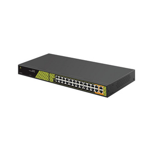 GENATA High Power 60W Output 48V Hybrid 100/1000Mbps Unmanaged 24 Port Ethernet PoE Switch with Gigabit Uplink