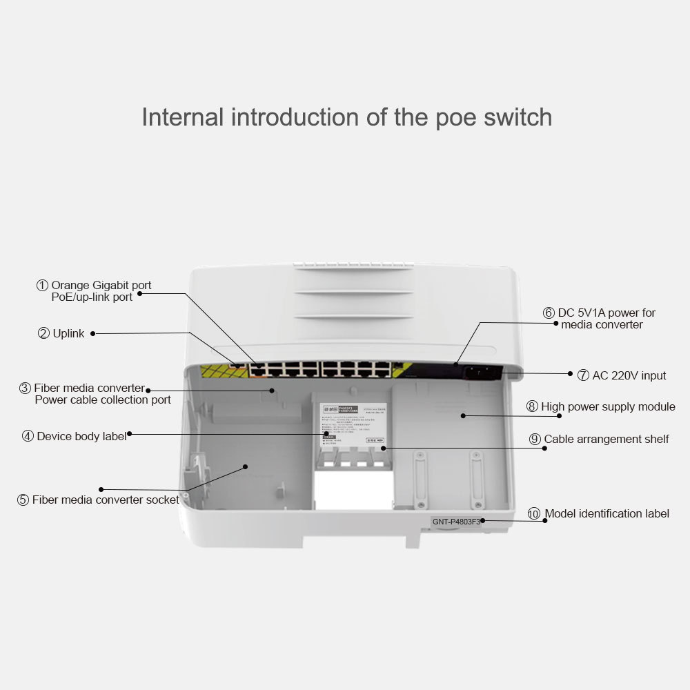 GENATA Factory Price 10/100/1000M Waterproof Ethernet Switch 16 Port Outdoor Gigabit PoE Switches For CCTV Camera