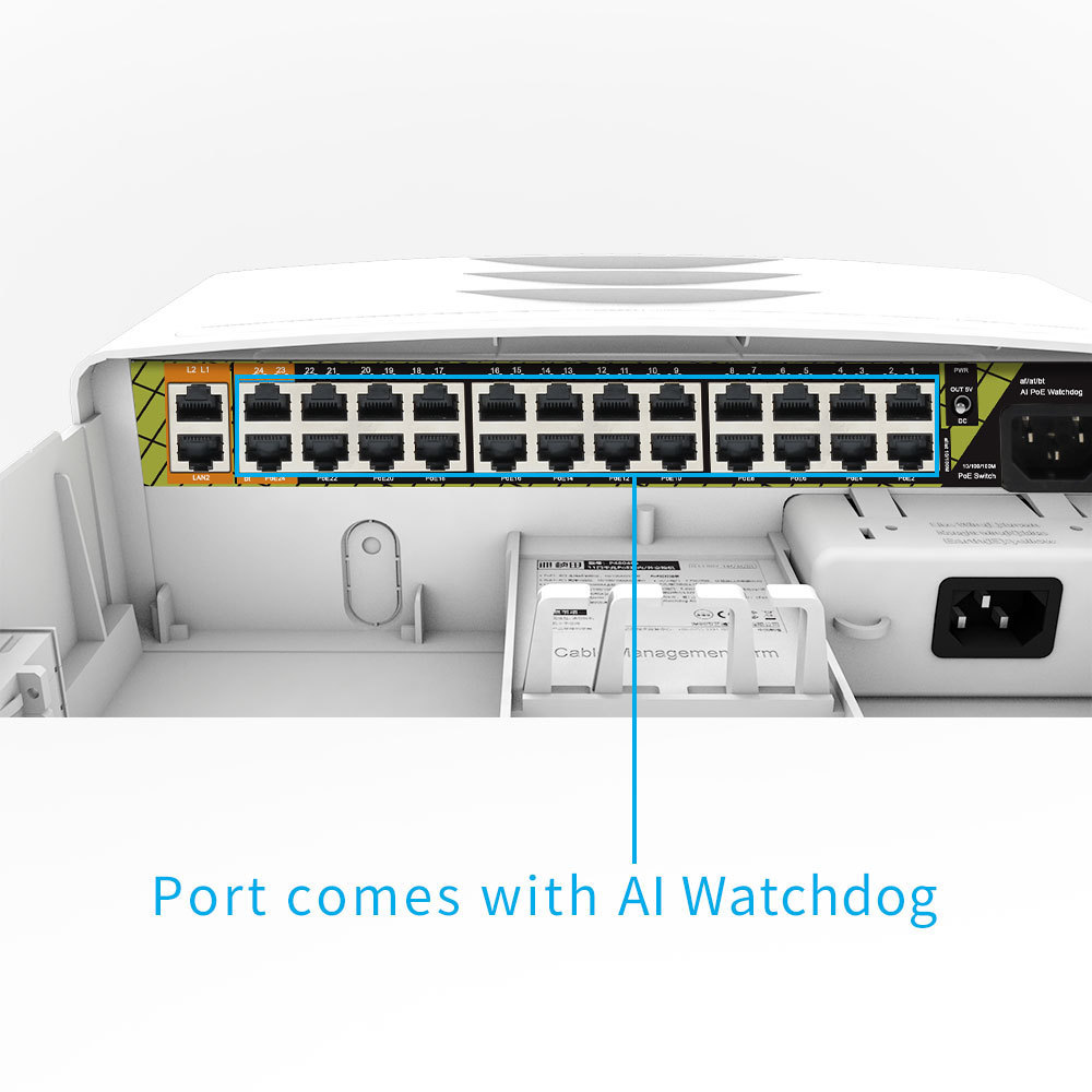 New Design 48V Waterproof Outdoor PoE Switch 24 port Network Gigabit Ethernet Switches PoE Outdoor