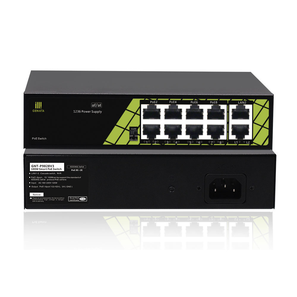 PoE 8 port switch smart network 48V 802.3af/at switch for IP cameras  industrial network switch