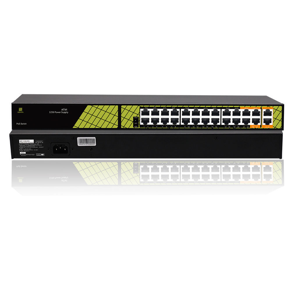 48V PoE switch 802.3af/at 24 ports cctv poe switch power configuration for video surveillance